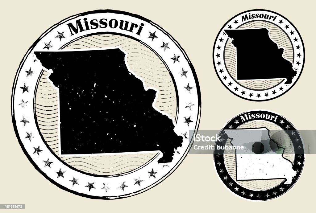 ミズーリグランジマップブラック&ホワイト Stamp コレクション - アメリカ合衆国のロイヤリティフリーベクトルアート