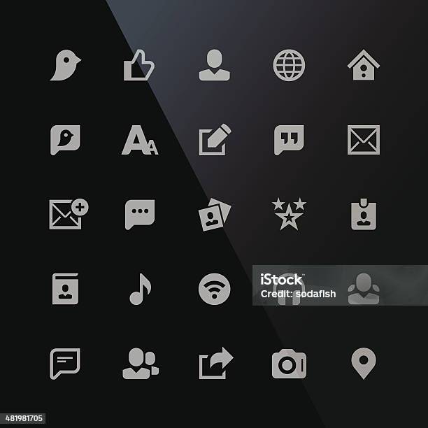 Social Media Icons Retina B Series Stock Illustration - Download Image Now - Black Background, Social Media Icon, Address Book