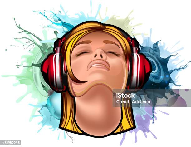 Beauty Girl Face On Colorful Background Stock Illustration - Download Image Now - DJ, Abstract, Adult