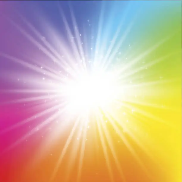 Vector illustration of Rainbow starburst background