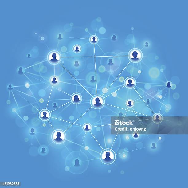 Modello Di Social Network - Immagini vettoriali stock e altre immagini di Peer-to-Peer - Peer-to-Peer, Sfondo blu, Social network