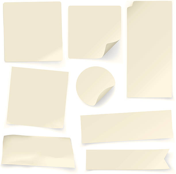 Plain Paper Notes Various plain pieces of paper in different shapes and sizes. Global colours used and shadows are on a seperate layer. square cropped stock illustrations