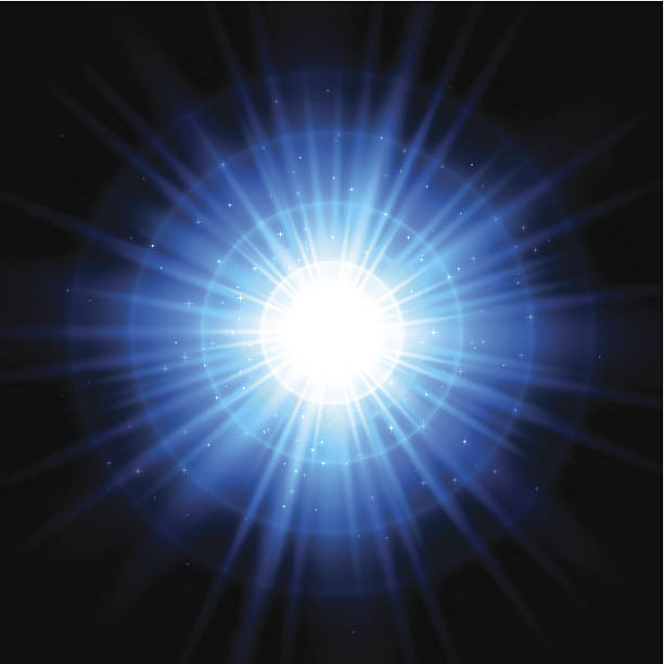 ilustraciones, imágenes clip art, dibujos animados e iconos de stock de espacio azul fondo starburst - light beam light effect lighting equipment light
