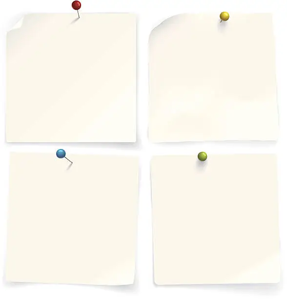 Vector illustration of Four paper notes