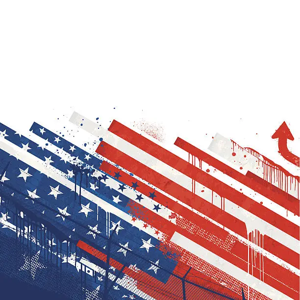 Vector illustration of Grunge USA flag