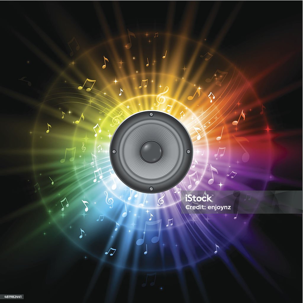 Arco-íris de desenho de música viva-voz - Vetor de Música royalty-free