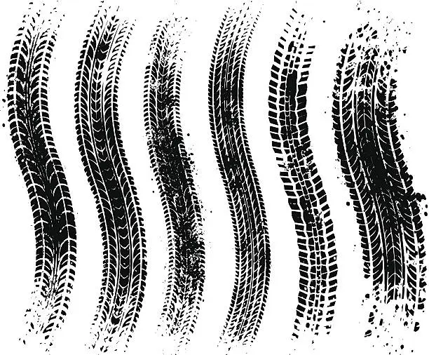 Vector illustration of Grunge tyre tracks