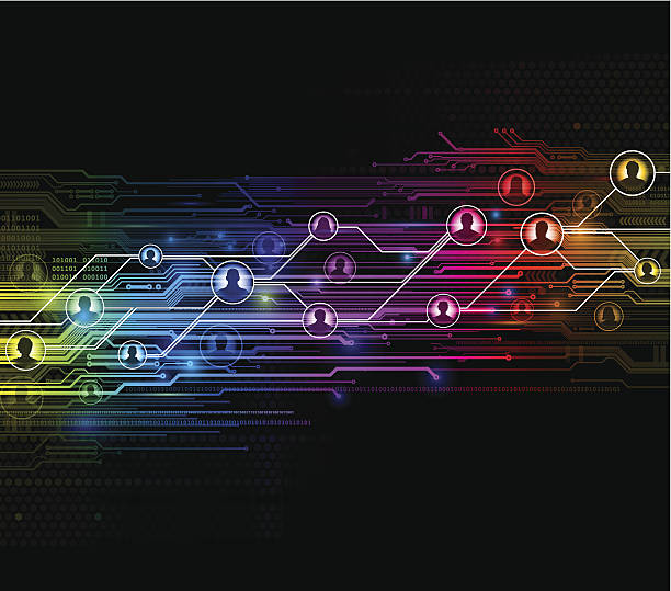 Digital network background Multicolored digital network design.  EPS10 file using transparencies. Global colours used peer to peer stock illustrations