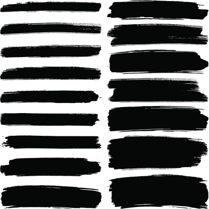 Various width black brush marks on a white background