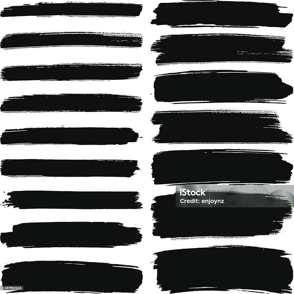Various width brush strokes Various width black brush marks on a white background Paintbrush stock vector
