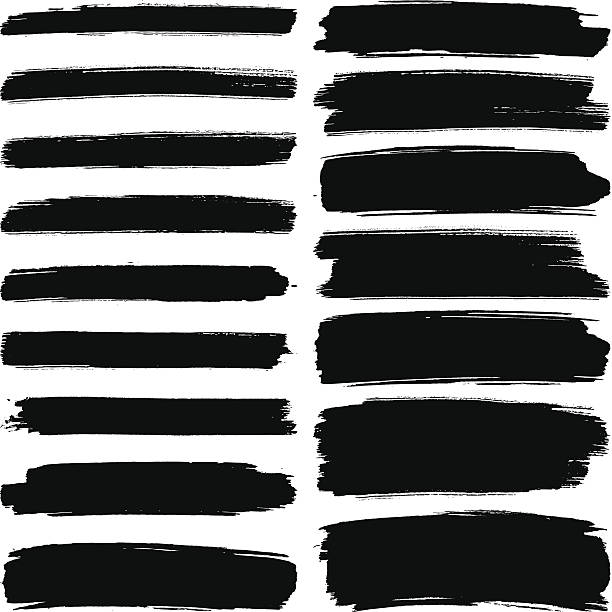 Various width brush strokes Various width black brush marks on a white background brush stock illustrations