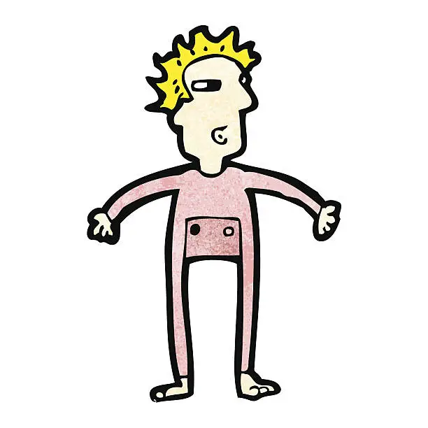 Vector illustration of cartoon man in long underwear
