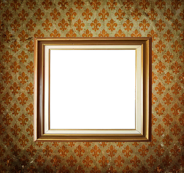 istock Vintage Damask background and blank photo frame 481984137