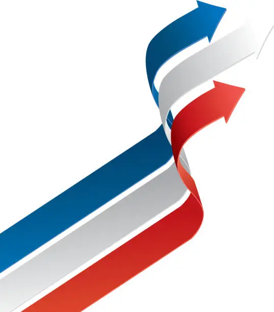 Vector illustration of Arrows are the colors of French flag