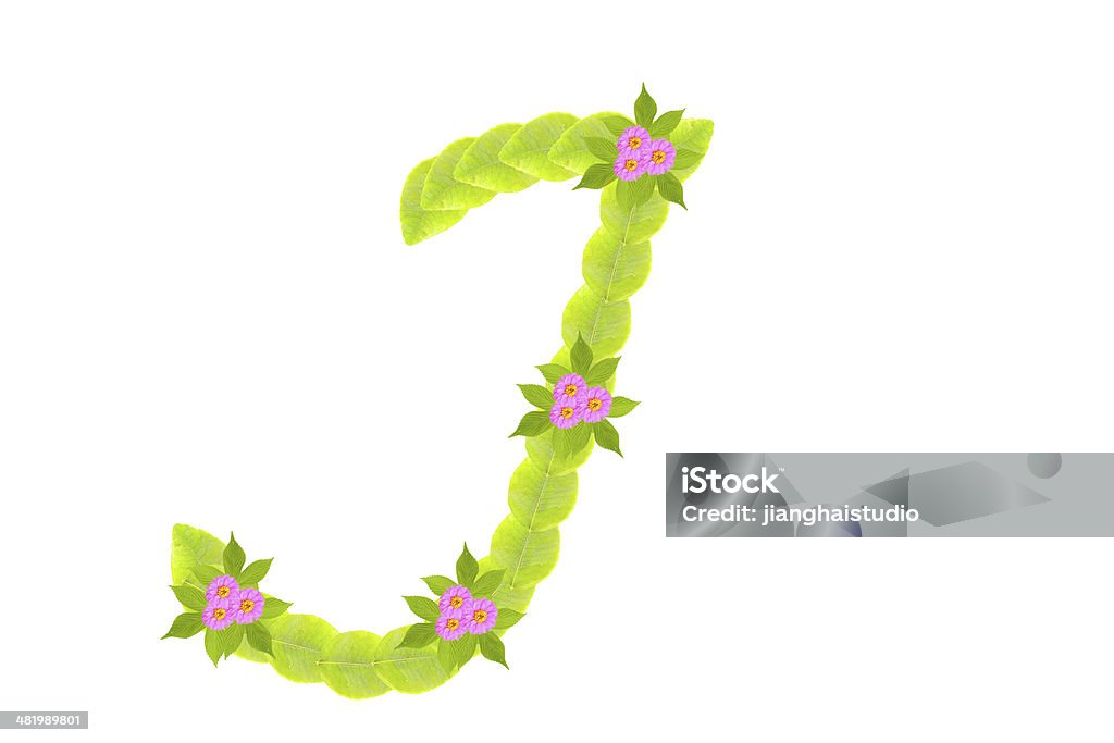 Photograph of Leaves Letter J Alphabet Stock Photo