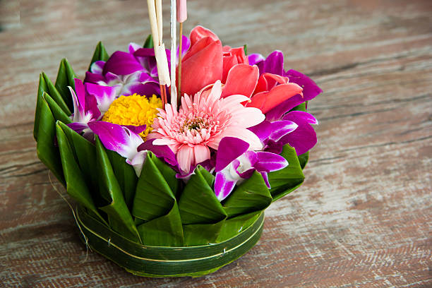 Loykrathong festival Krathong were made with banana leaves for Loykrathong festival in Thailand krathong stock pictures, royalty-free photos & images