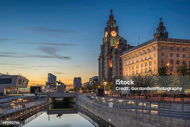 The Three Graces On Liverpools Pier One Stock Photo - Download Image Now - Liverpool - England, Albert Dock, Merseyside