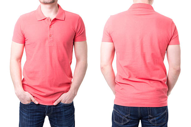 istock Pink polo shirt on a young man template 481993329