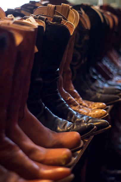 istock vintage cowboy boots on a row 481994338