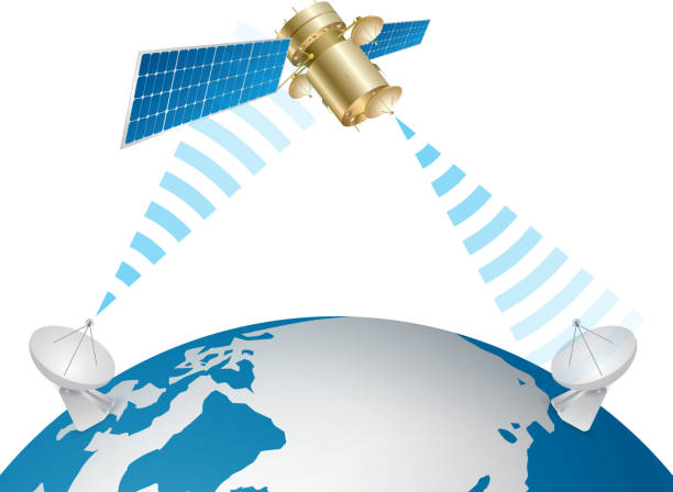 спутниковая связь - satellite view illustrations stock illustrations