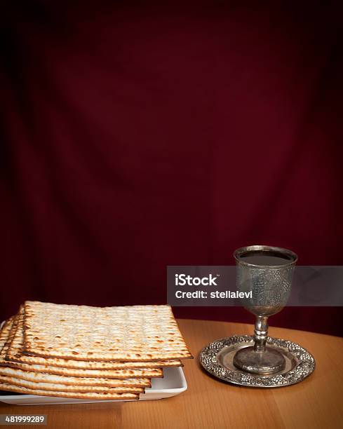 Passover Matzo And Wine Stock Photo - Download Image Now - Matzo, Seder, Wine