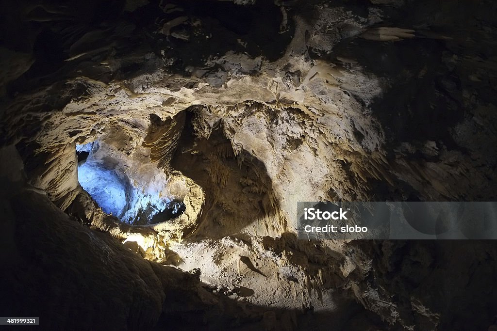 Underground Light at the end of the tunnel. Ancient Stock Photo