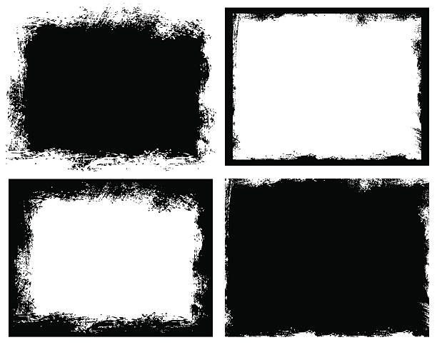 Set of grunge background. Broken dirty rough frames Set of grunge background. Broken dirty rough frames. Black and white editable vector ready to use. brushing stock illustrations