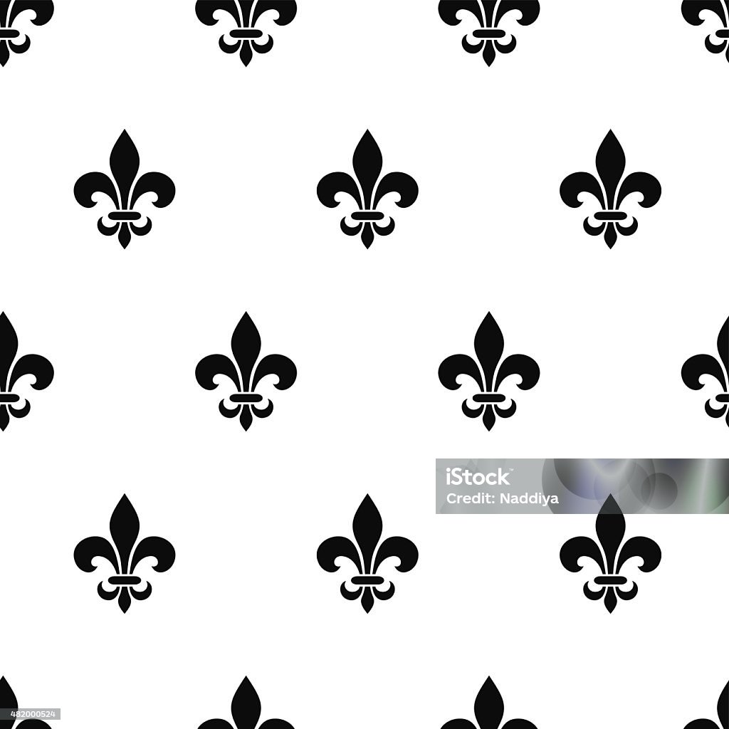 Fleur-de-lis black and white seamless pattern. Vector illustration. Vector seamless black and white pattern with fleur-de-lis symbols. Fleur De Lys stock vector