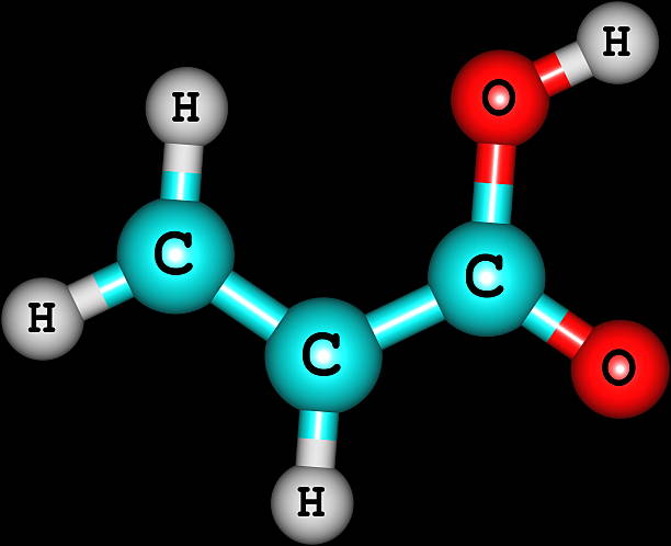 Acrylic acid molecule isolated on black stock photo