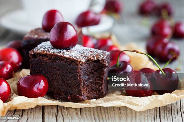 Brownies With Fresh Berry Stock Photo - Download Image Now - 2015, Backgrounds, Baked