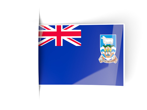 Square label with flag of falkland islands isolated on white