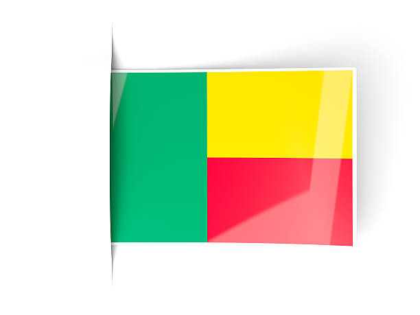 Square label with flag of benin isolated on white