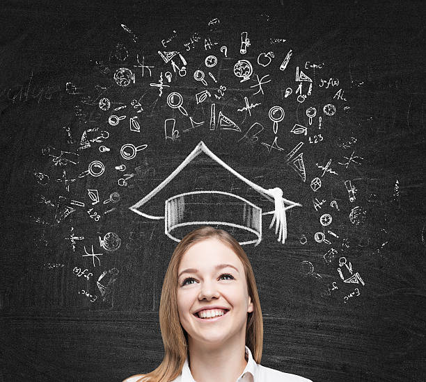 istock Young beautiful lady is thinking about studying at the university. 482005120