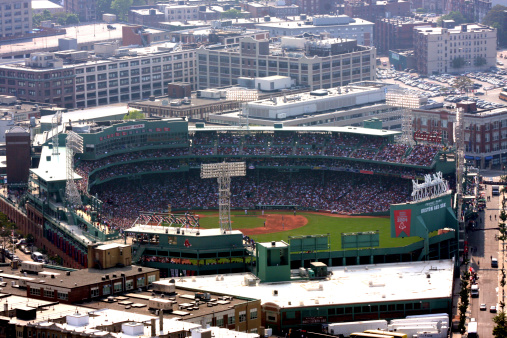 Boston Ma USA , May 24 , 2009 . American League Red Sox play the National League Mets in Fenway Park in Boston , Picture was taken from the Prudential Building