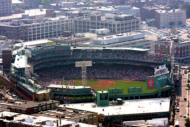 Fenway Park Boston Ma USA , May 24 , 2009 . American League Red Sox play the National League Mets in Fenway Park in Boston , Picture was taken from the Prudential Building major league baseball stock pictures, royalty-free photos & images