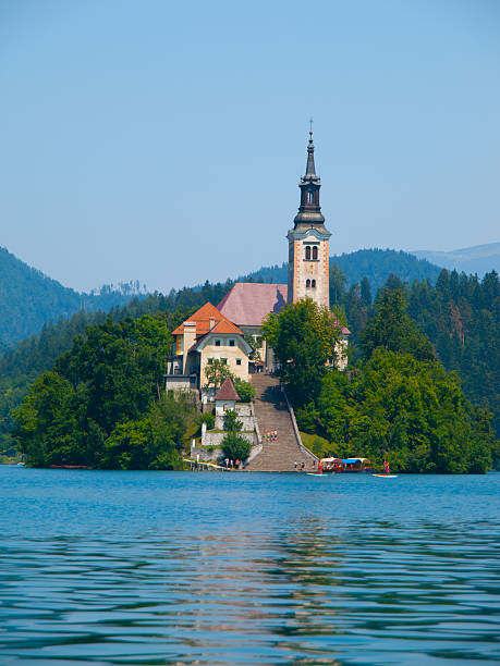 istock Bled lake with island and church 482010984