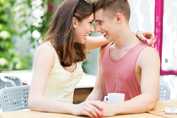 istock Young couple at outdoor cafe 482011246