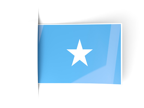 Square label with flag of somalia isolated on white