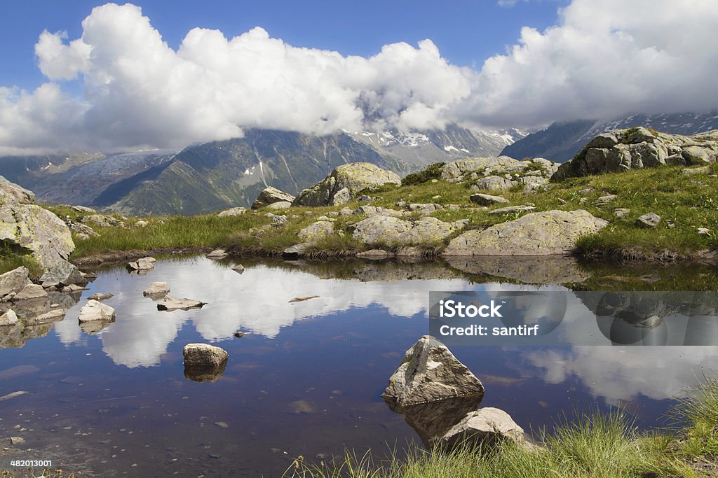 Lac Blanc reflection Lac Blanc reflection in the French Alps. Argentiere Stock Photo