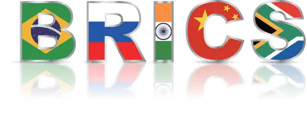 Vector illustration of BRICS (Brazil, Russia, India, China, South Africa) Unite