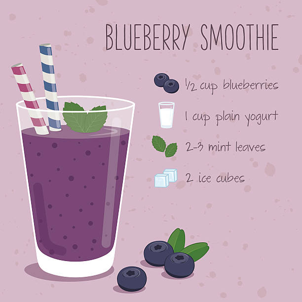 Blueberry smoothie recipe Blueberry smoothie recipe smoothie stock illustrations