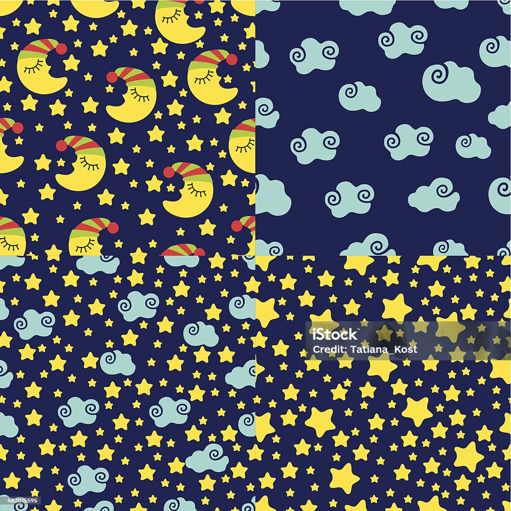 Vector Pattern Night Set Simple Seamless Patterns About The Night Stock Illustration ...