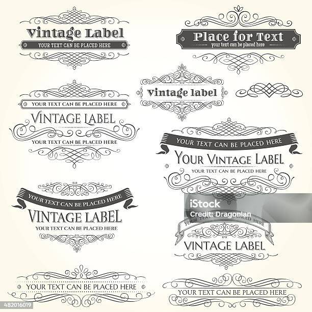 Éléments Vintage Vecteurs libres de droits et plus d'images vectorielles de Bordure - Bordure, Calligraphie, Circonvolution