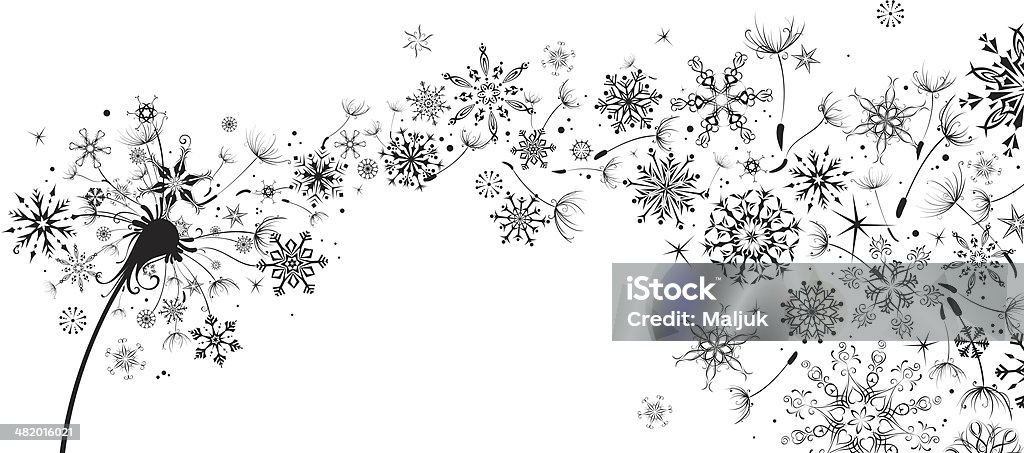 たんぽぽの結晶 - 冬のロイヤリティフリーベクトルアート