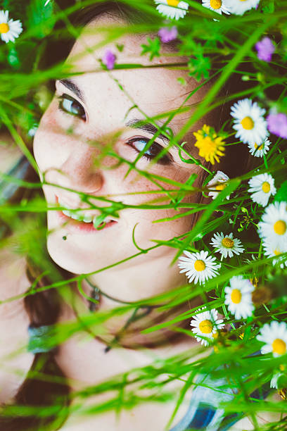 istock Young Woman laying in Spring park 482016985