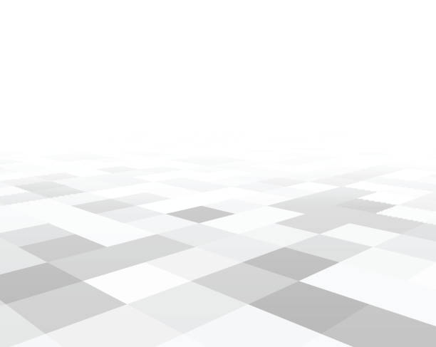 Perspective checkered surface Perspective grey and white grid. Checkered surface. Vector illustration. diminishing perspective stock illustrations