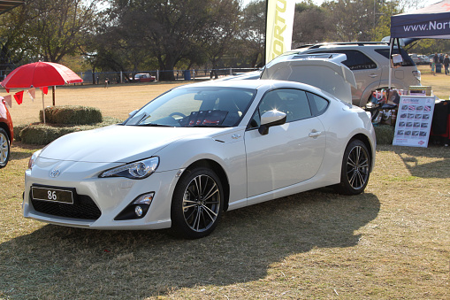 Thabazimbi, South Africa - June 28, 2014: 86 Model Toyota Sports Vehicle Display at Wildsfees (Game Festival).