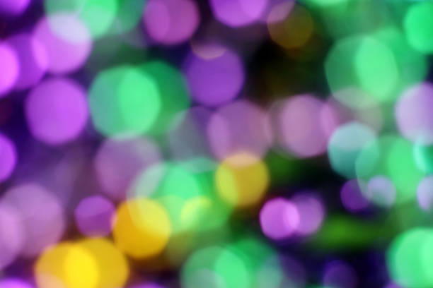 The colors of mardi gras beads taken out of focus.