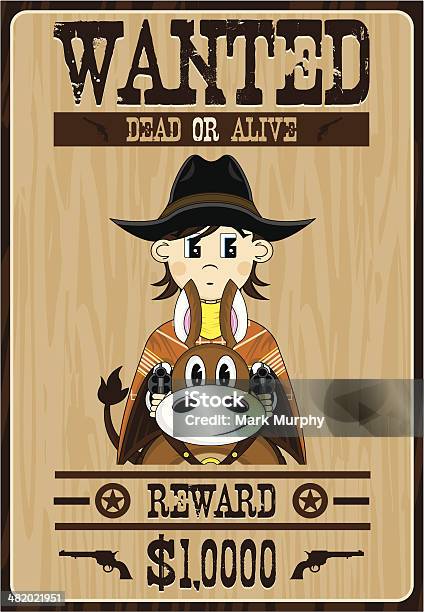 Cowboy Outlaw No Cavalopóster Em Inglês - Arte vetorial de stock e mais imagens de Apontar - Apontar, Arma de Fogo, Armamento