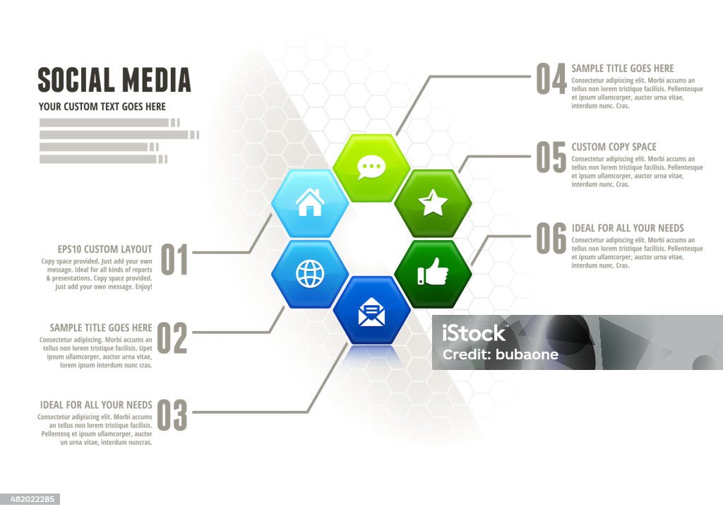 Инфографики социальных средств массовой информации с Copyspace диаграмма - Векторная графика Блок-схема роялти-фри